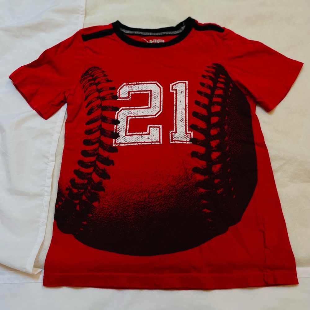 Jumping Beans Boys 7X Red Baseball Graphic Tee #21 Sports T-Shirt